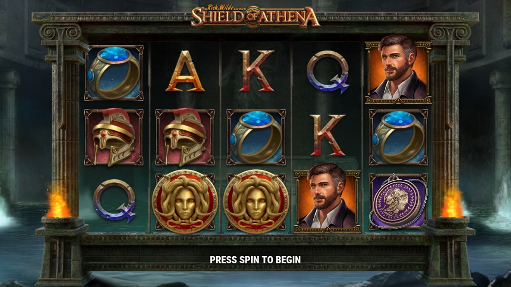 Screenshot of Rich Wilde and the Shield of the Athena slot from Play’n Go