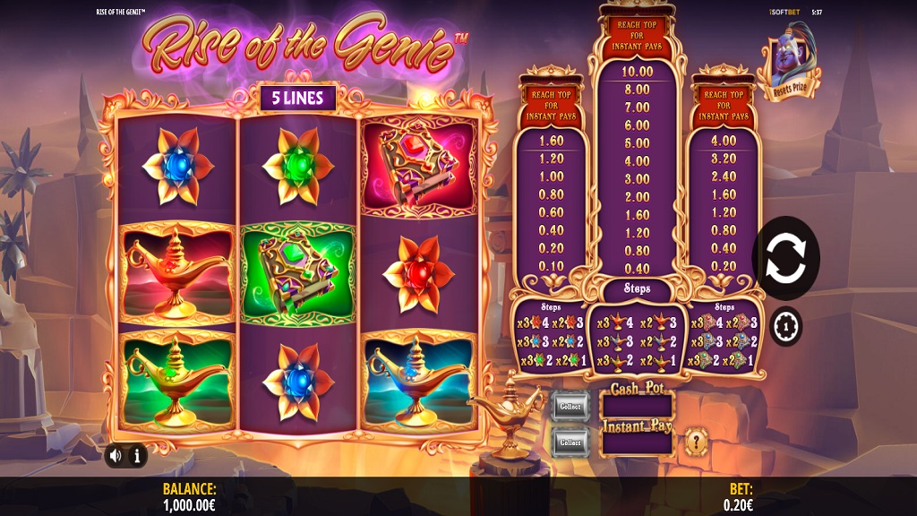 Screenshot of Rise of the Genie slot from iSoftBet