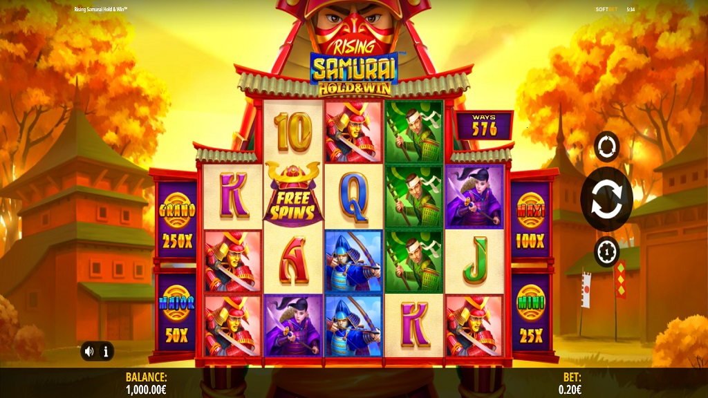 Screenshot of Rising Samurai: Hold and Win slot from iSoftBet