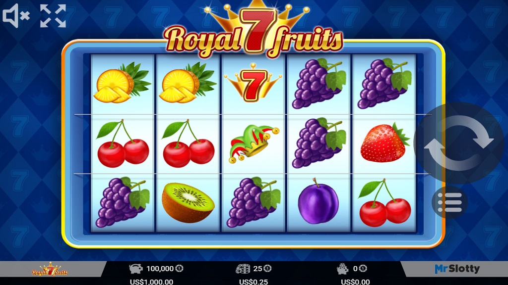 Screenshot of Royal 7 Fruits slot from Mr Slotty