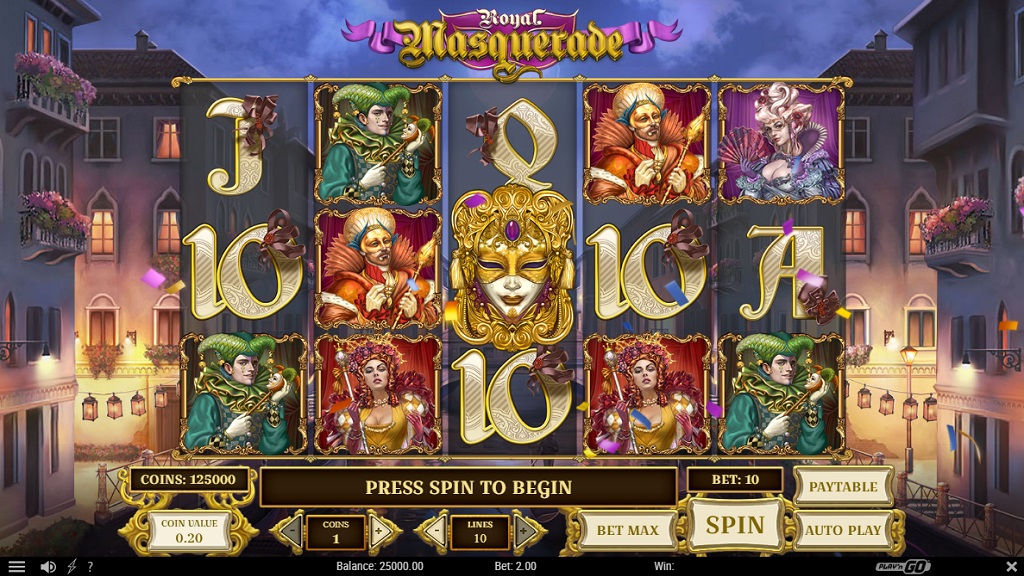 Screenshot of Royal Masquerade slot from Play’n Go