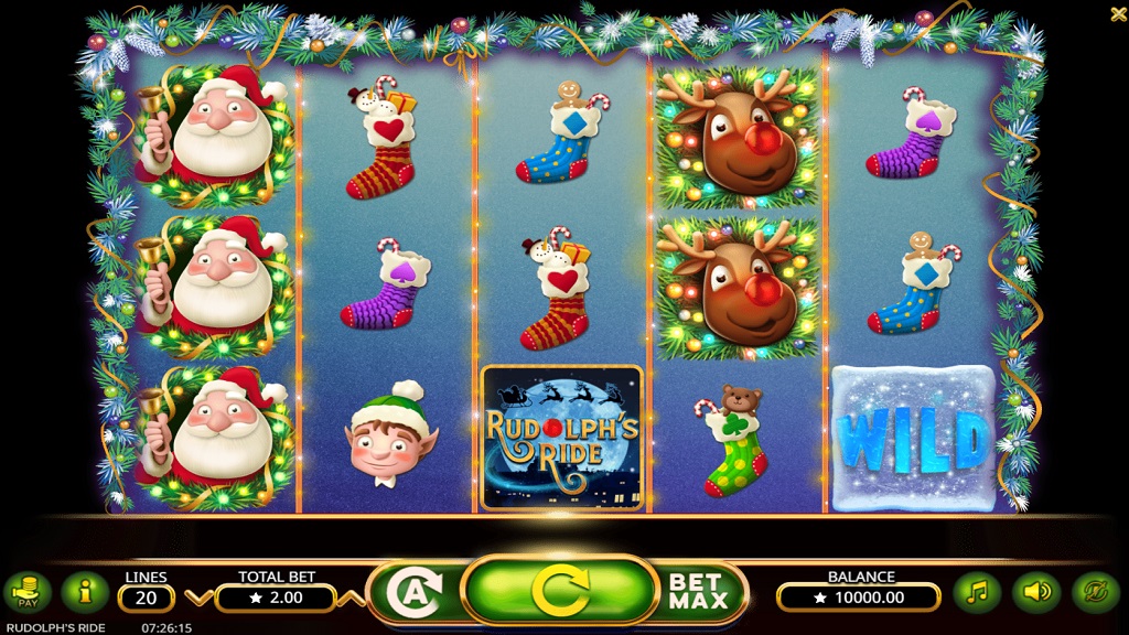 Screenshot of Rudolphs Ride slot from Booming Games
