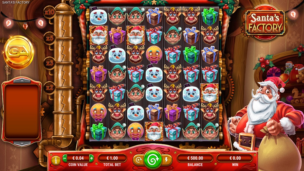 Screenshot of Santa's Factory slot from GameArt