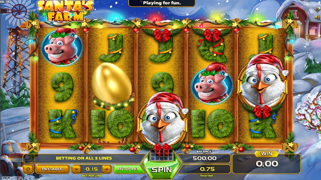 Screenshot of Santas Farm slot from GameArt