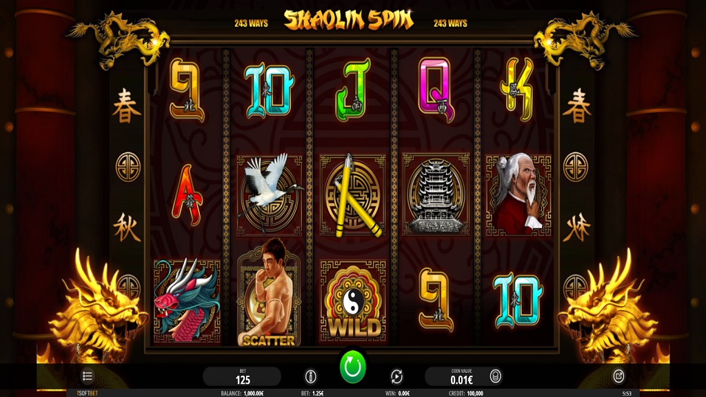 Screenshot of Shaolin Spin slot from iSoftBet