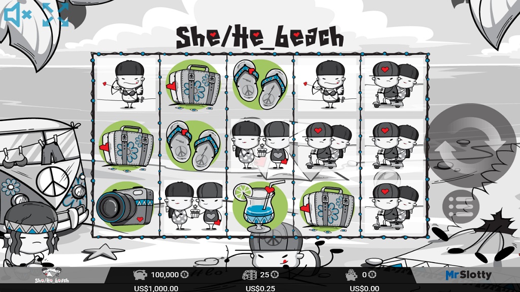 Screenshot of She He Beach slot from Mr Slotty