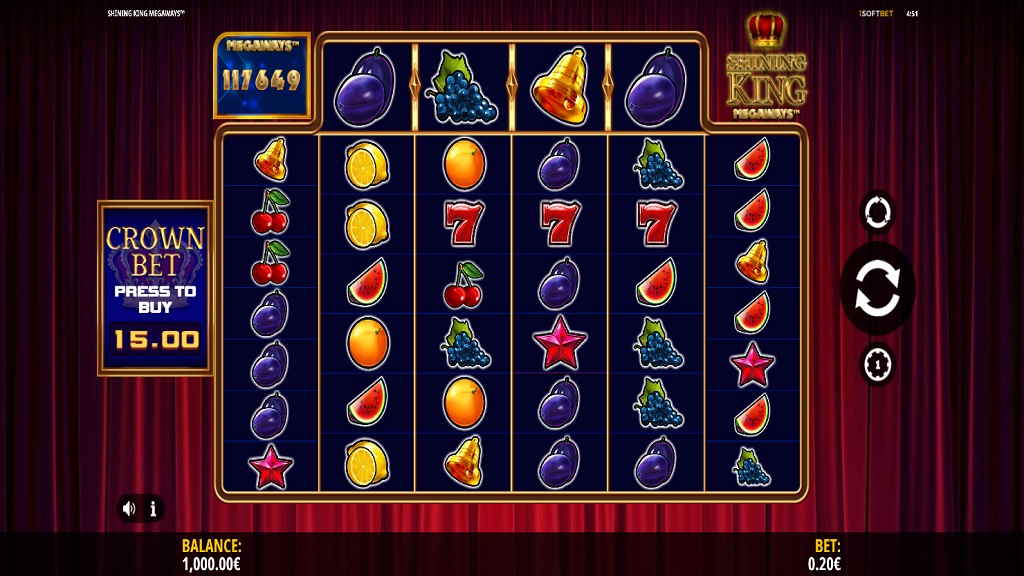 Screenshot of Shining King Megaways slot from iSoftBet