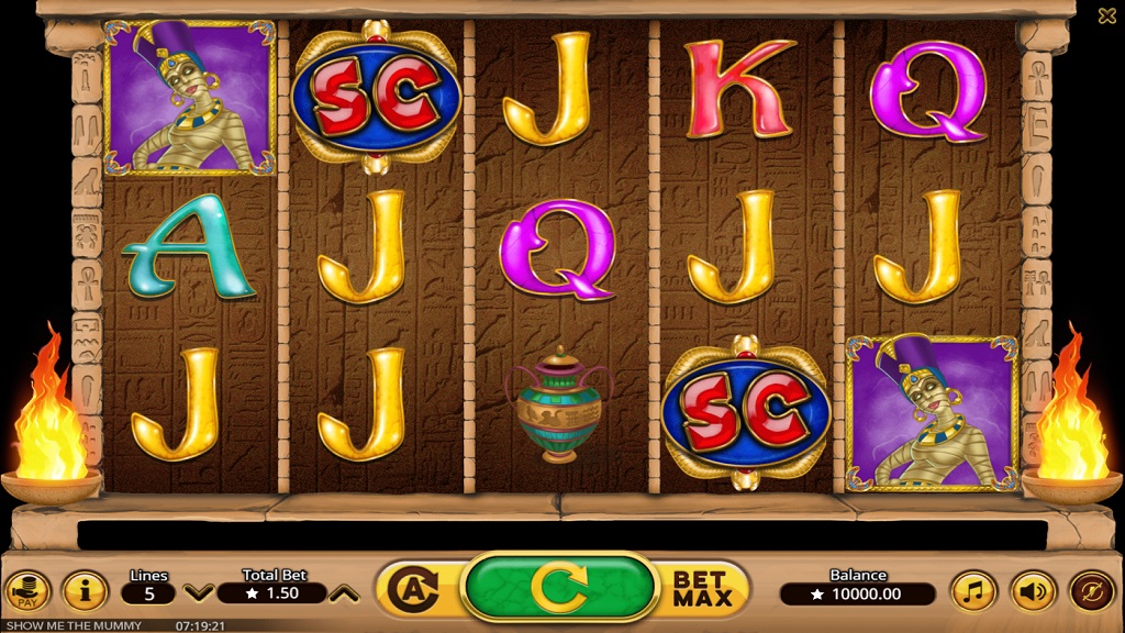 Screenshot of Show Me the Mummy slot from Booming Games