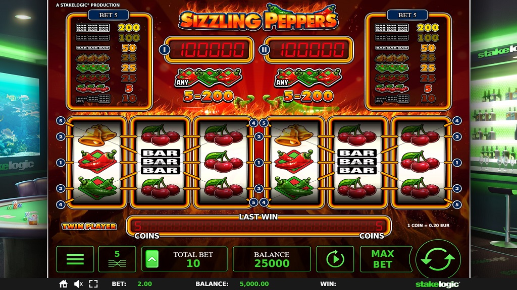 Screenshot of Sizzling Peppers slot from StakeLogic