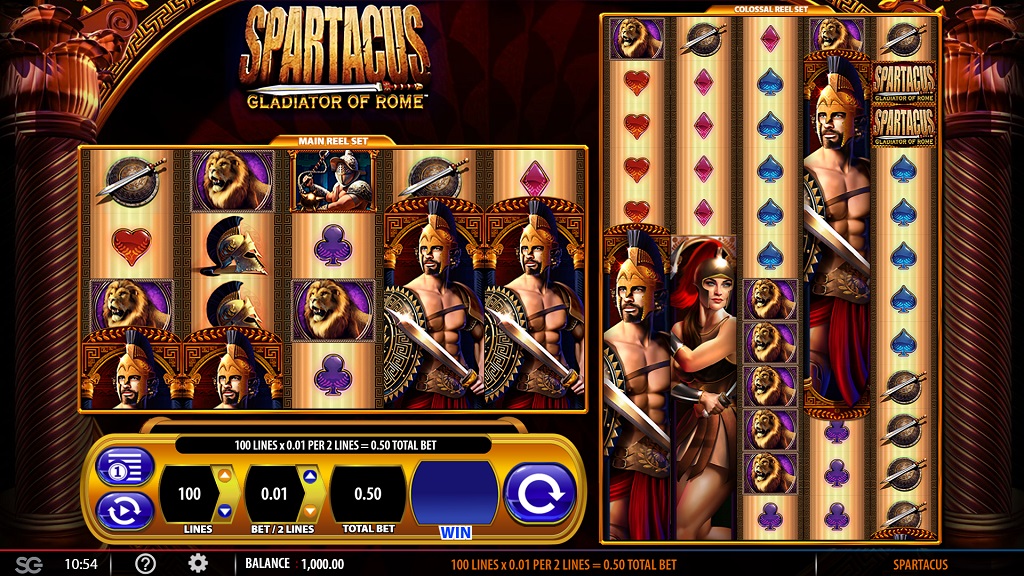 Screenshot of Spartacus Gladiator of Rome slot from SG Gaming