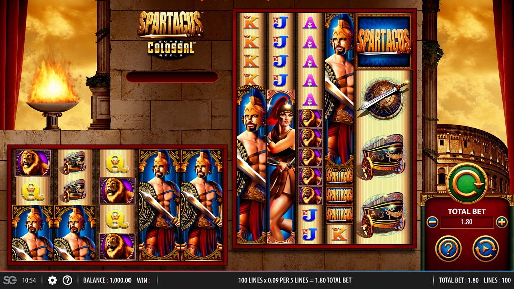 Screenshot of Spartacus Super Colossal Reels slot from SG Gaming