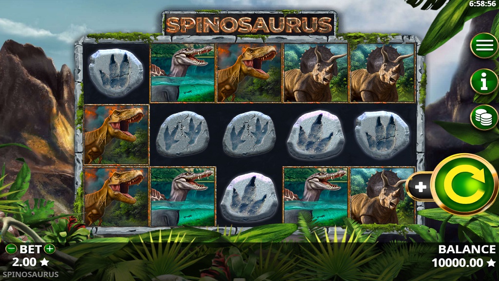 Screenshot of Spinosaurus slot from Booming Games