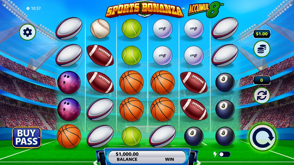 Screenshot of Sports Bonanza Accumul8 slot from SG Gaming
