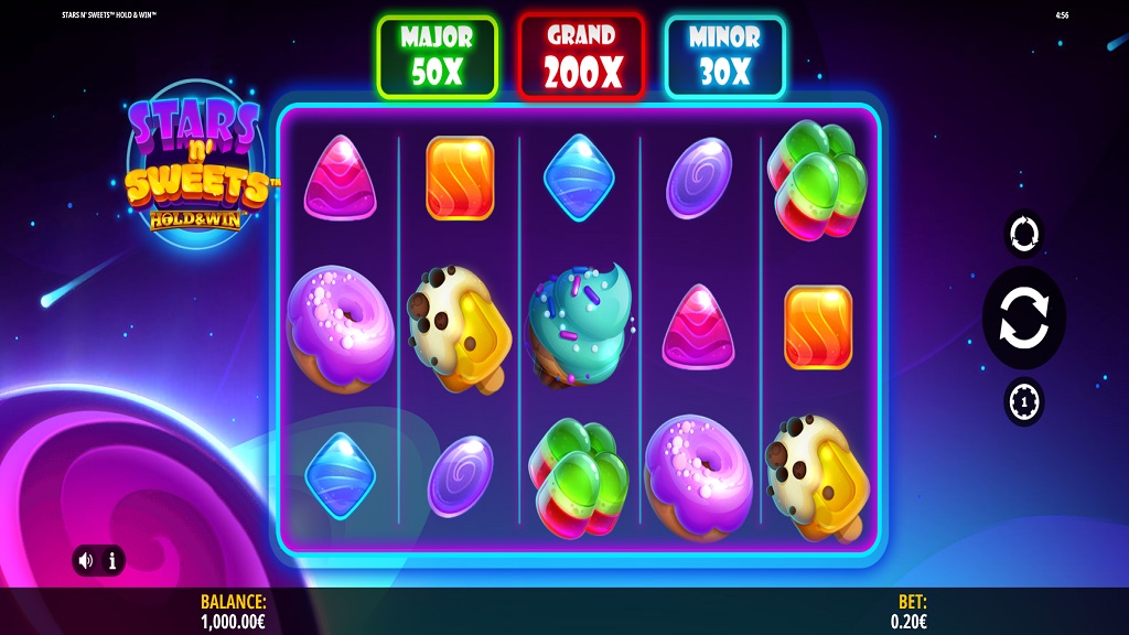 Screenshot of Stars n’ Sweets Hold and Win slot from iSoftBet