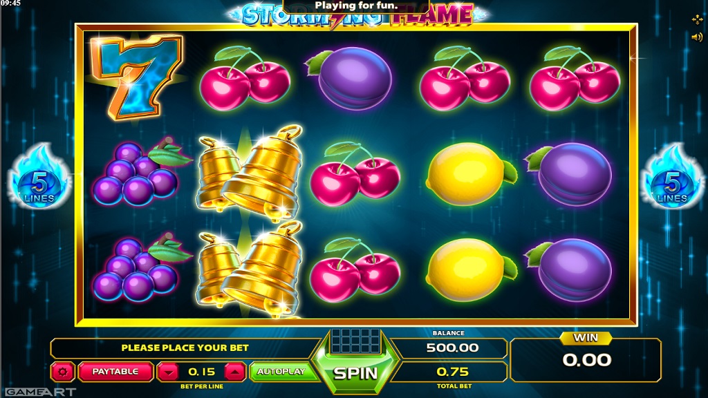 Screenshot of Storming Flame slot from GameArt