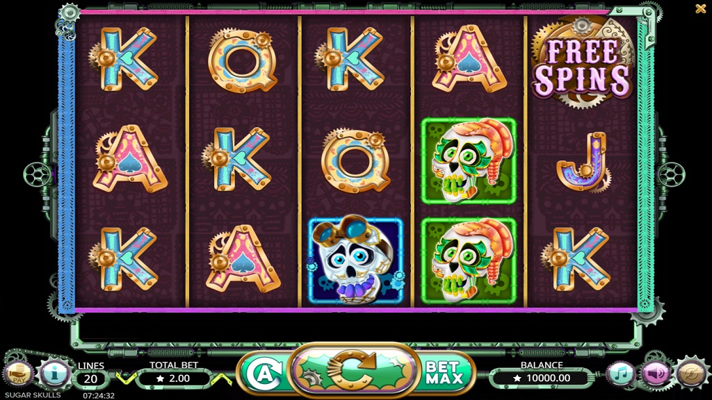 Screenshot of Sugar Skulls slot from Booming Games