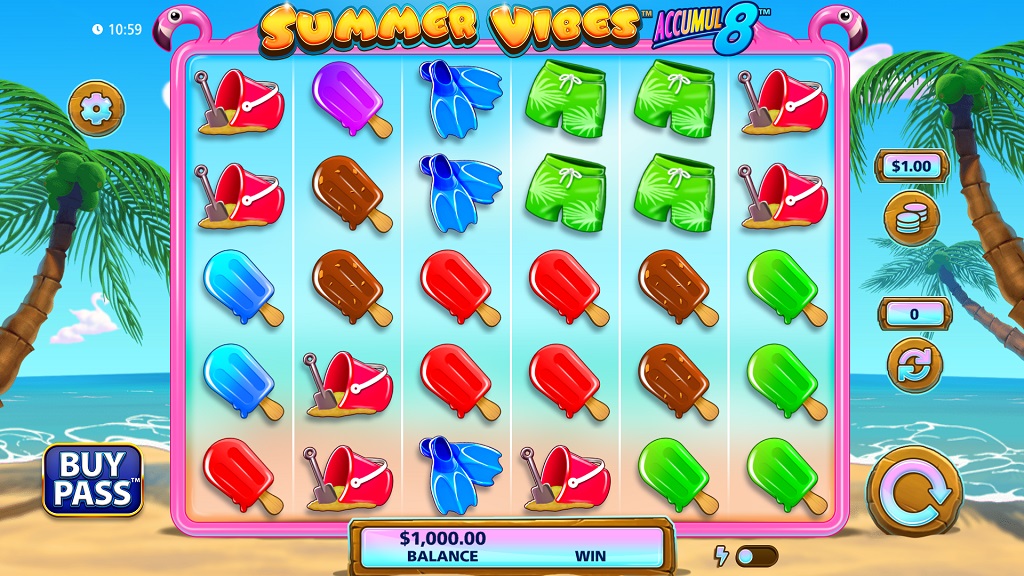 Screenshot of Summer Vibes Accumul8 slot from SG Gaming