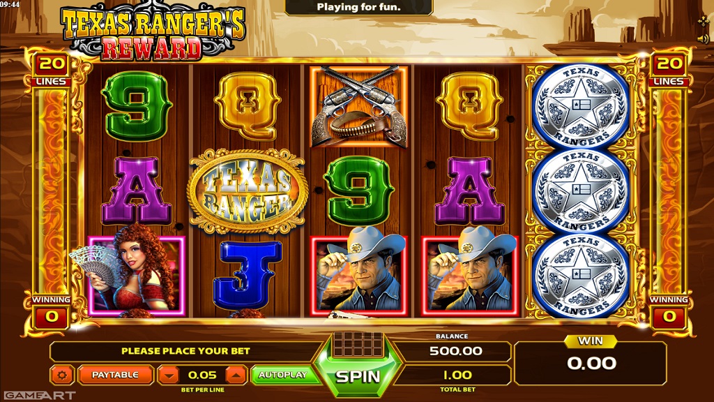 Screenshot of Texas Rangers Reward slot from GameArt