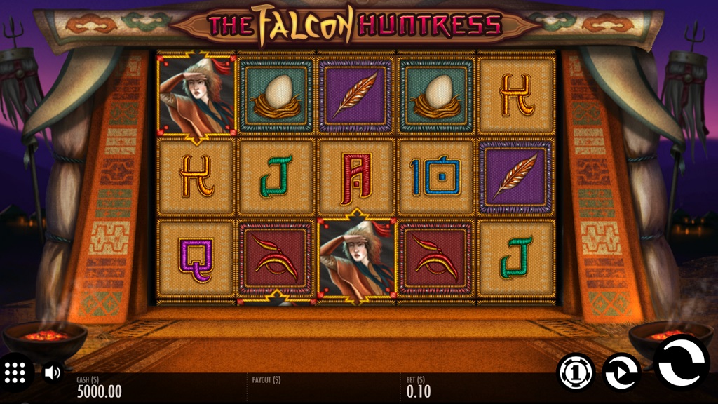 Screenshot of The Falcon Huntress slot from Thunderkick