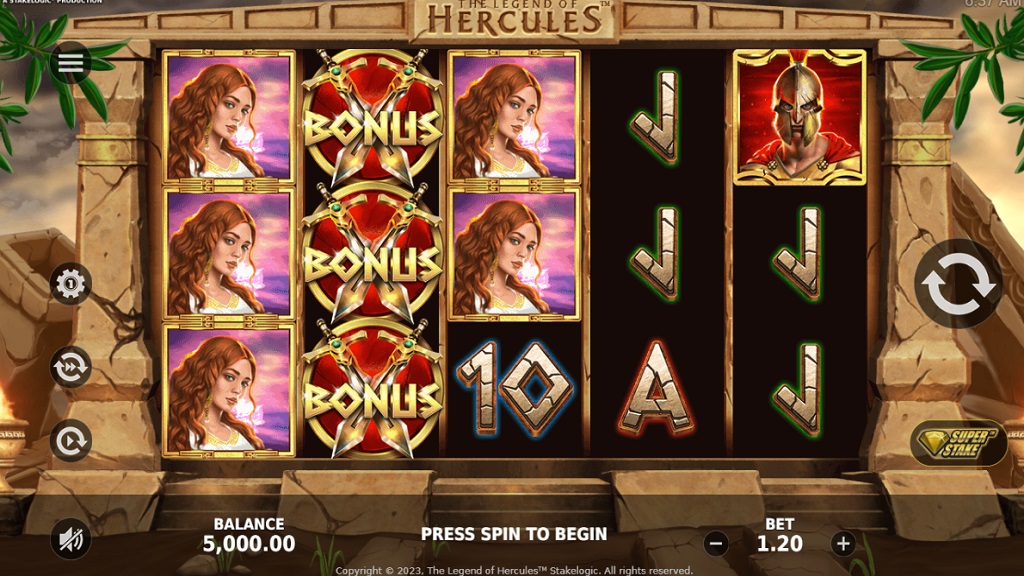 Screenshot of The Legend of Hercules slot from StakeLogic