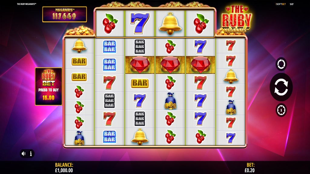 Screenshot of The Ruby Megaways slot from iSoftBet