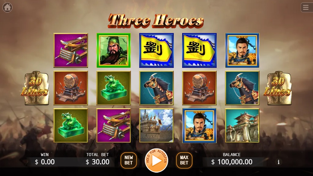 Screenshot of Three Heroes slot from Ka Gaming