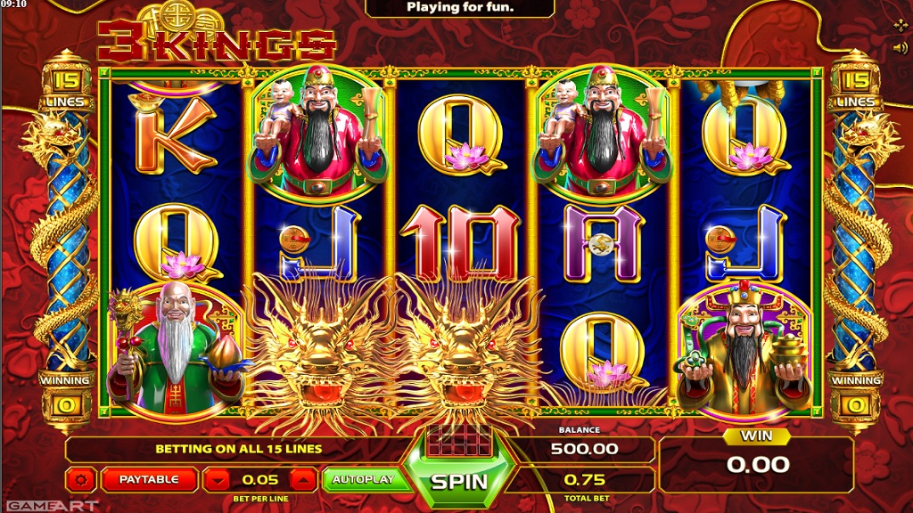 Screenshot of Three Kings slot from GameArt