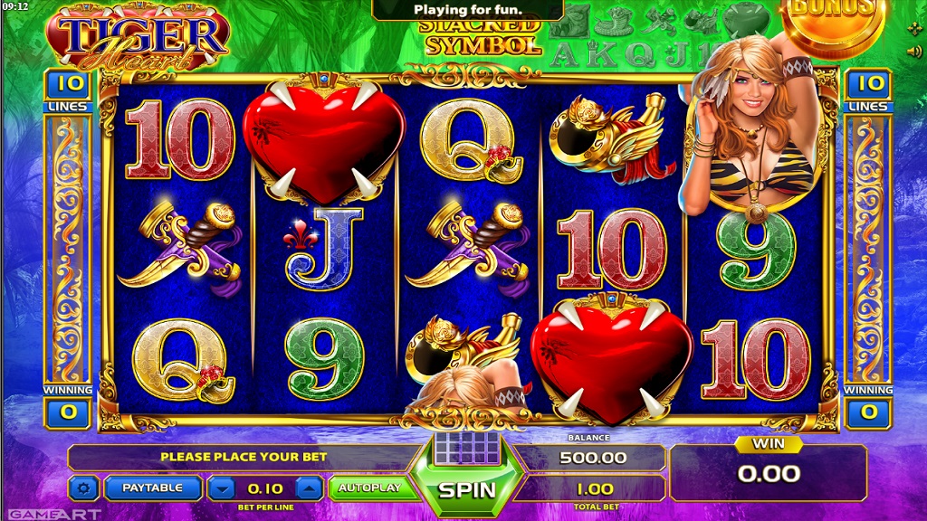 Screenshot of Tiger Heart slot from GameArt