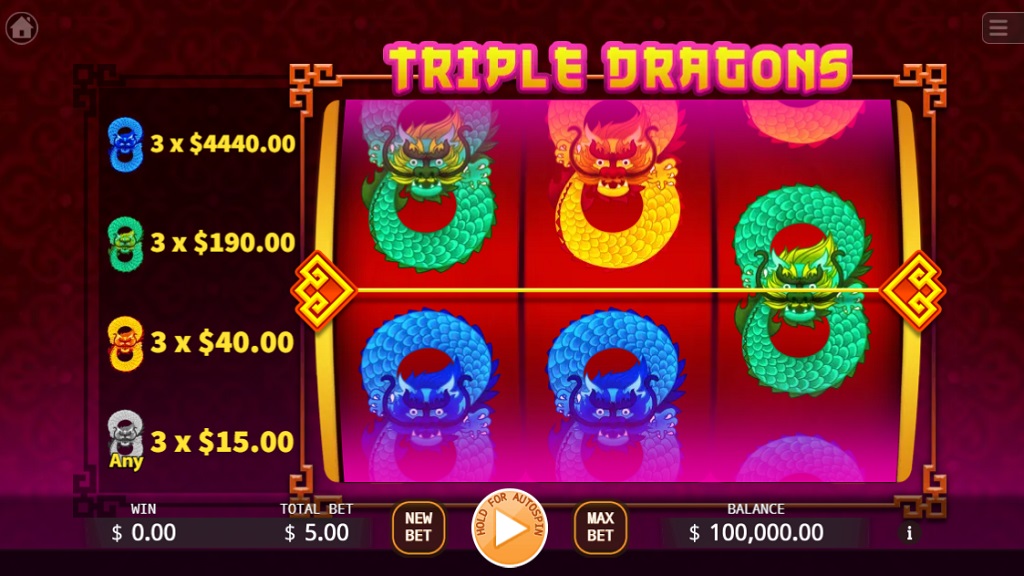 Screenshot of Triple Dragons slot from Ka Gaming