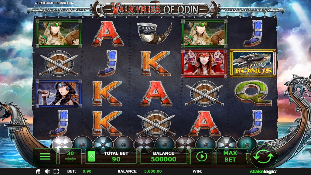 Screenshot of Valkyries of Odin slot from StakeLogic