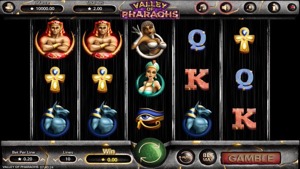 Screenshot of Valley of Pharaohs slot from Booming Games