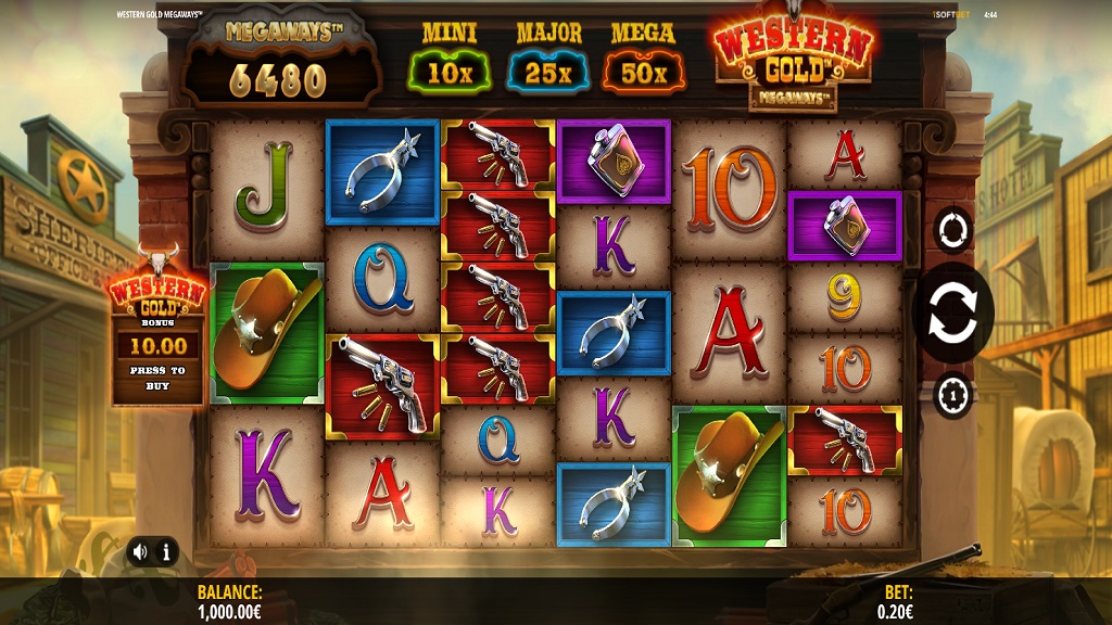 Screenshot of Western Gold Megaways slot from iSoftBet