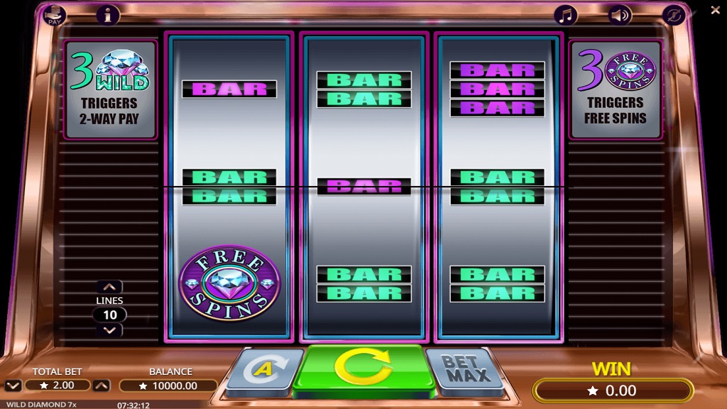 Screenshot of Wild Diamond 7x slot from Booming Games