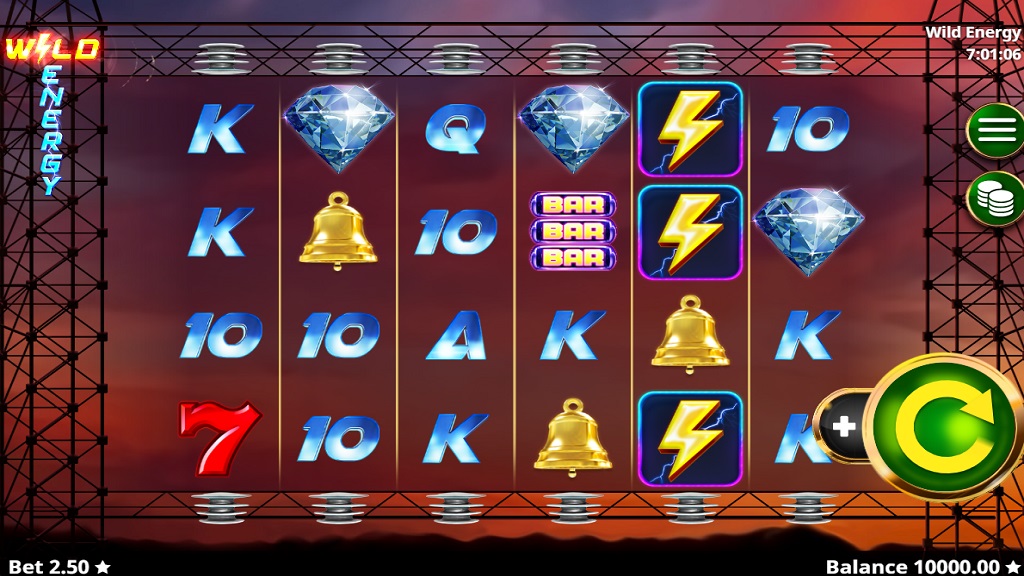 Screenshot of Wild Energy slot from Booming Games