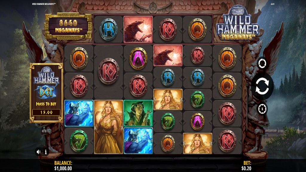 Screenshot of Wild Hammer Megaways slot from iSoftBet