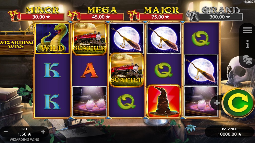 Screenshot of Wizarding Wins slot from Booming Games