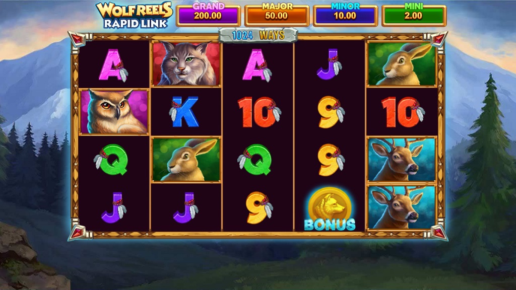 Screenshot of Wolf Reels Rapid Link slot from StakeLogic