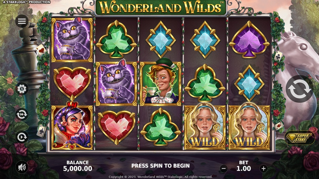 Screenshot of Wonderland Wilds slot from StakeLogic