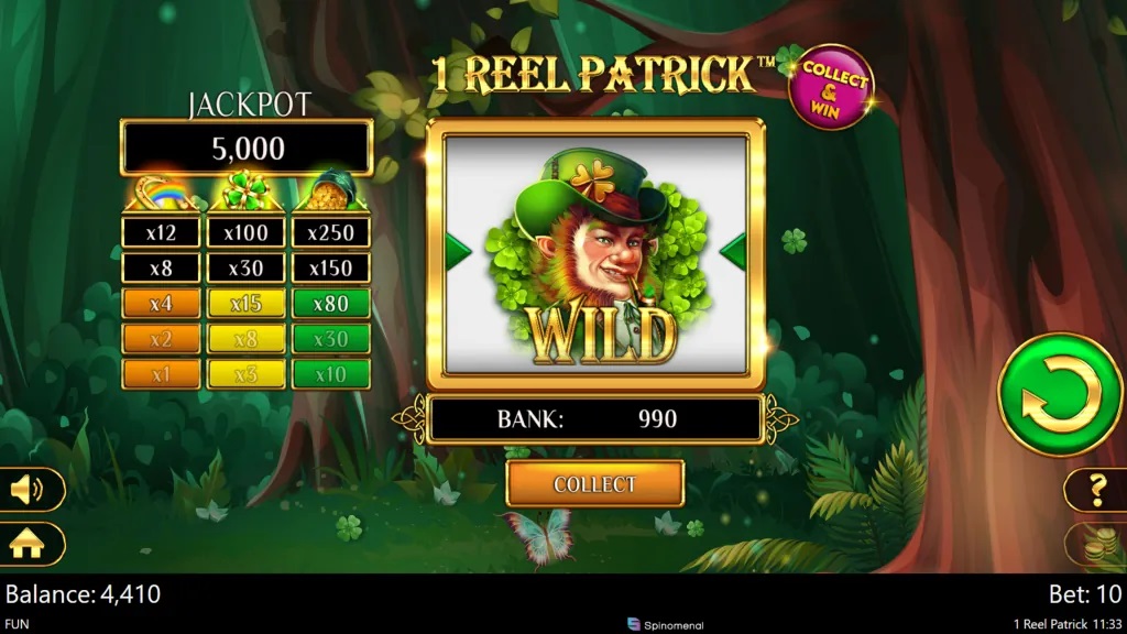 Screenshot of 1 Reel Patrick slot from Spinomenal