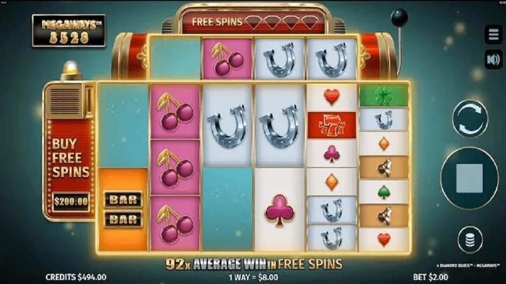 Screenshot of 4 Diamond Blues Megaways slot from Microgaming