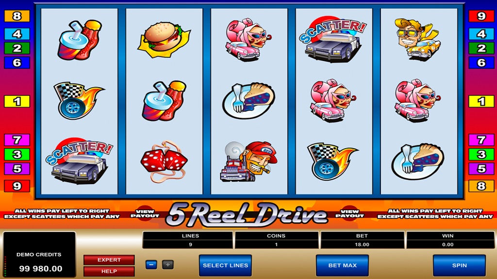 Screenshot of 5 Reel Drive slot from Microgaming