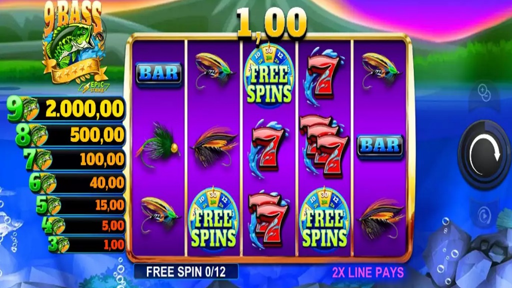 Screenshot of 9 Bass slot from Microgaming