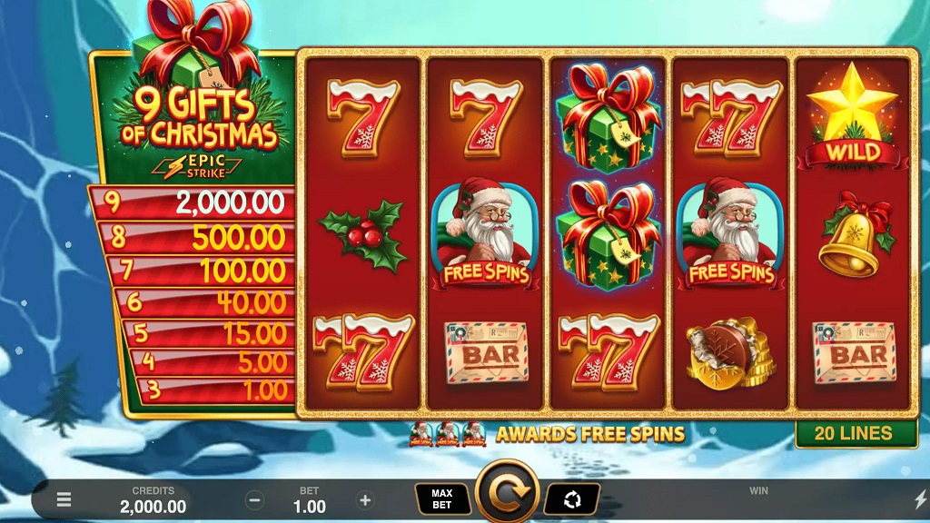 Screenshot of 9 Gifts of Christmas slot from Microgaming