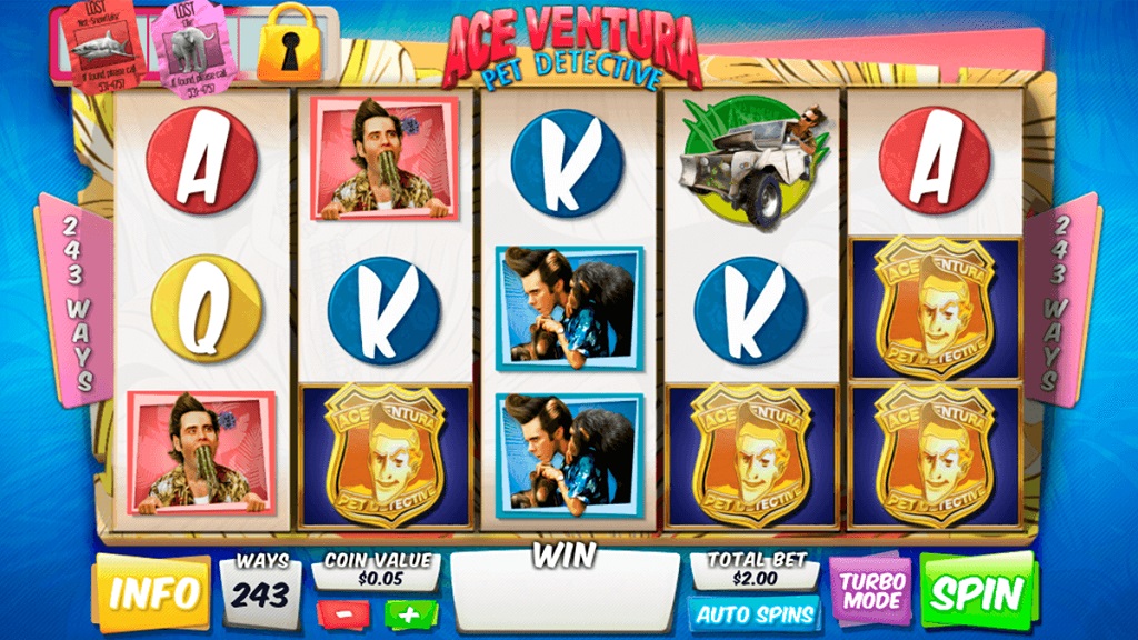 Screenshot of Ace Ventura Pet Detective slot from Playtech