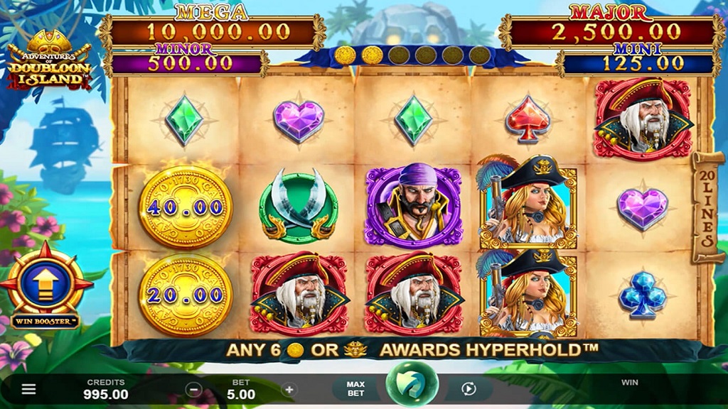 Screenshot of Adventures of Doubloon Island slot from Microgaming