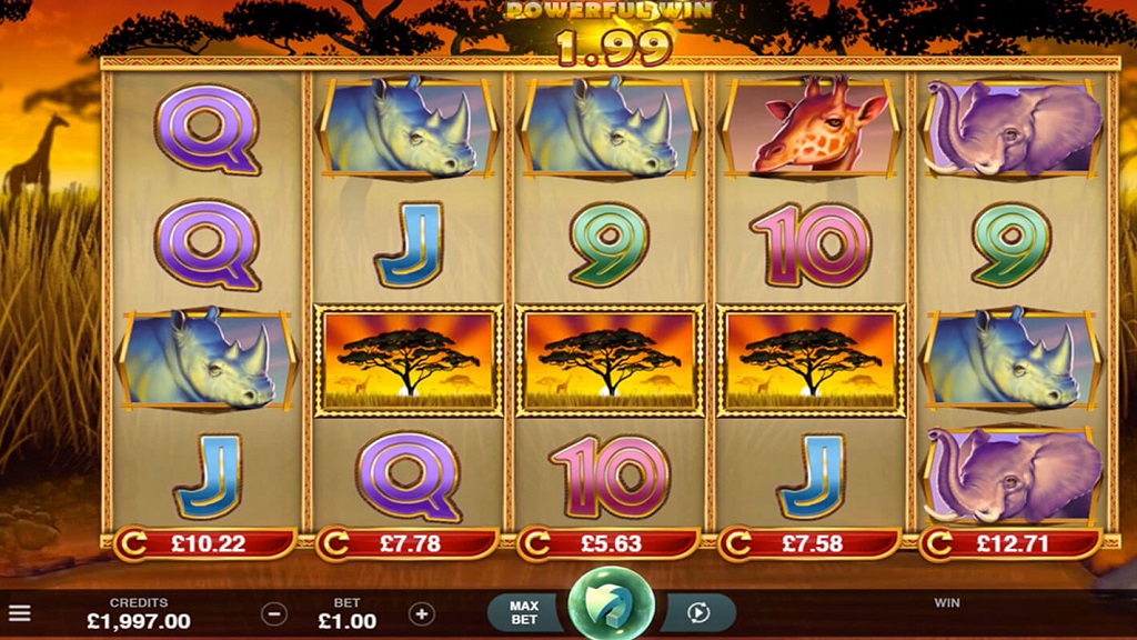 Screenshot of African Quest slot from Microgaming