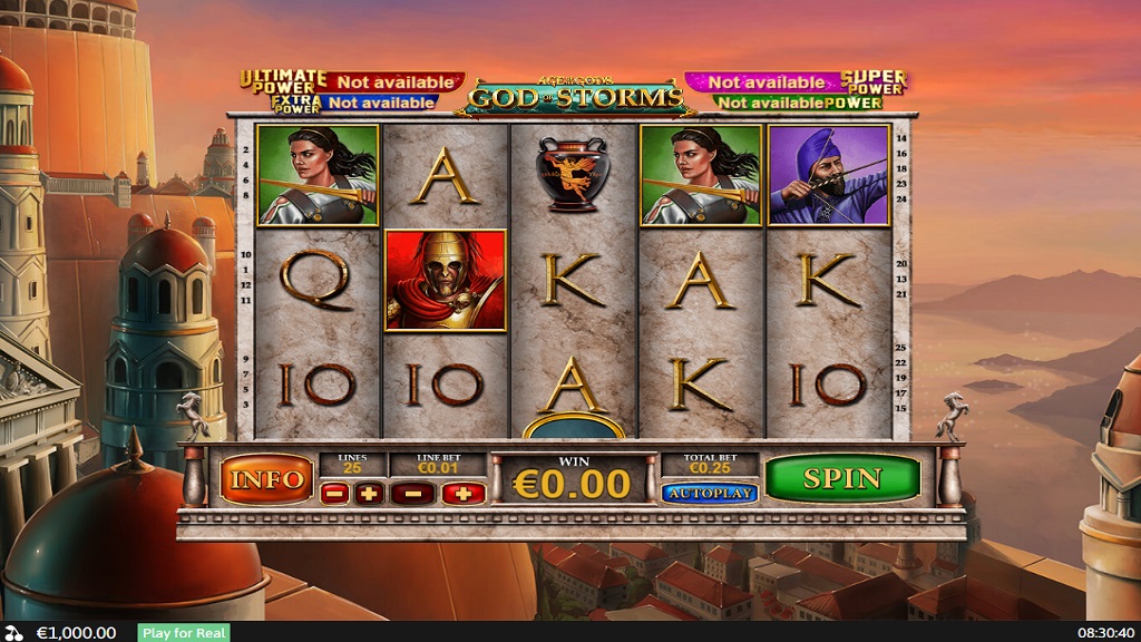 Screenshot of Age of Gods God of Storms slot from Playtech