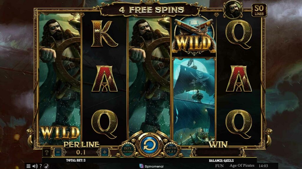 Screenshot of Age of Pirates slot from Spinmatic