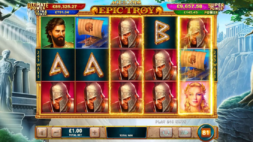 Screenshot of Age of the Gods Epic Troy slot from Playtech