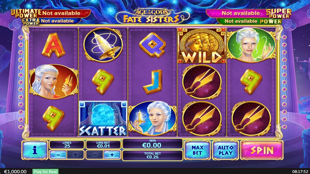 Screenshot of Age of the Gods Fate Sisters slot from Playtech
